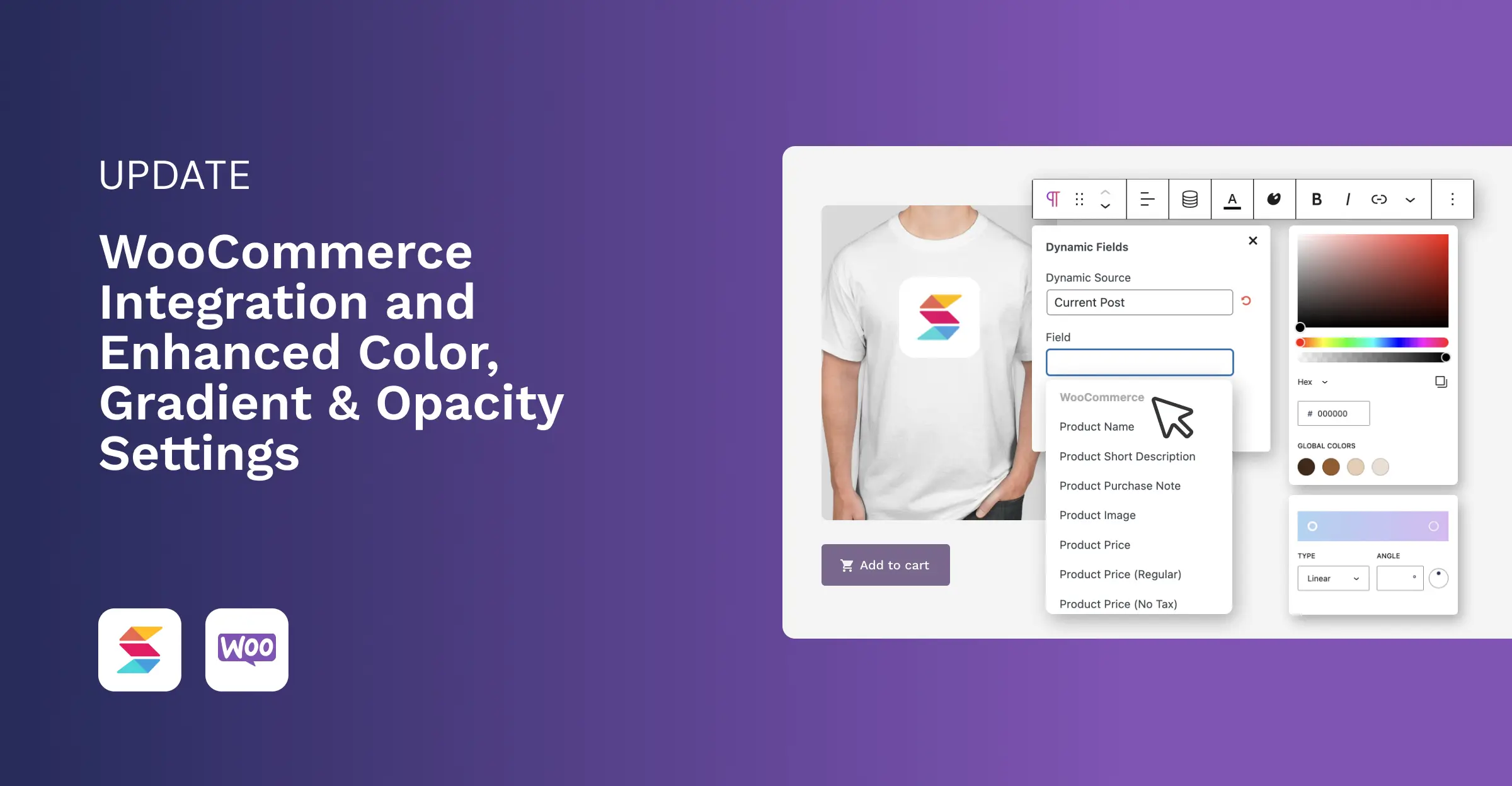Introducing: WooCommerce Integration and Enhanced Color, Gradient & Opacity Settings